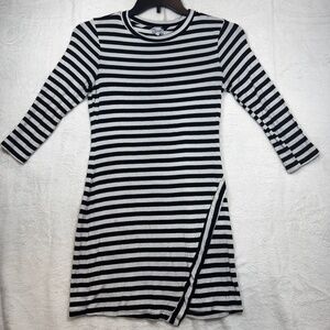 Kismet T-Shirt Dress Womens Size Small Black White Striped Long Sleeve Goth
